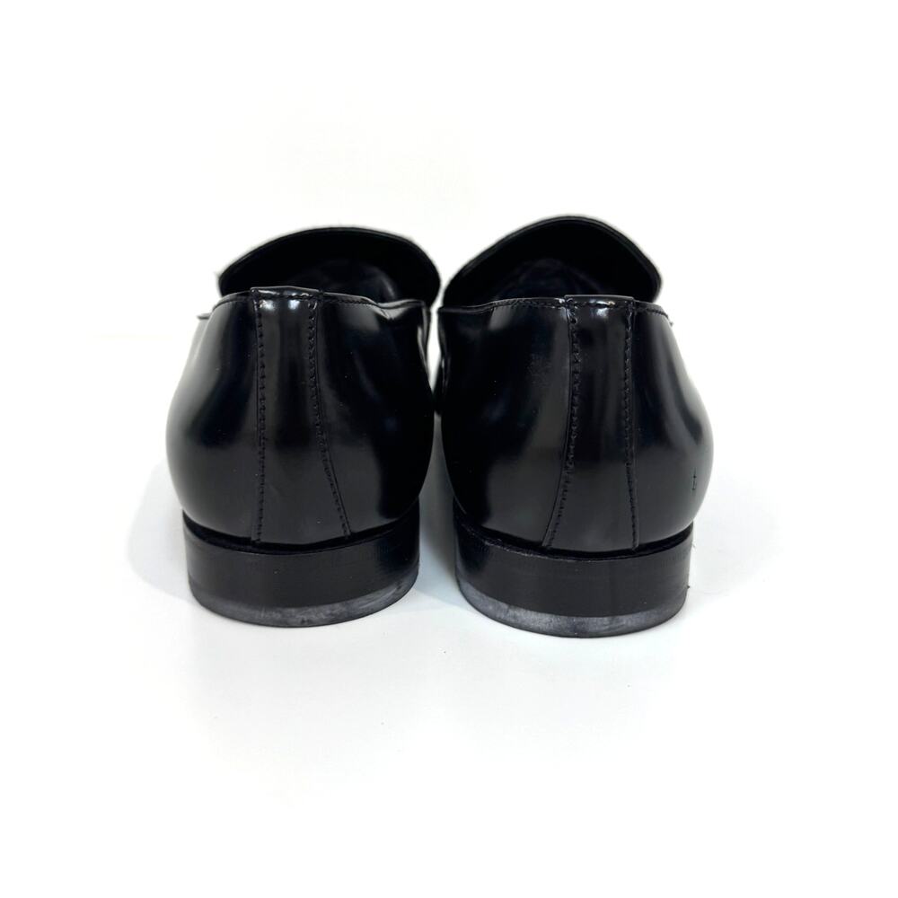 PRADA Black Patent Leather Combination Calf Hair Point Toe Loafer 10 Pony Shoes - Picture 6 of 7